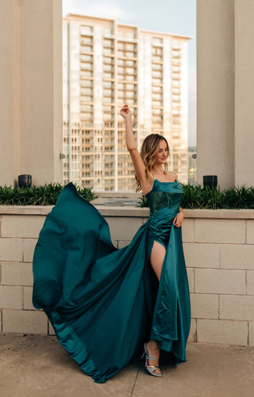 Prom Gown, Prom Dress, Ready to ship dress, Formal Dress, Homecoming Dress, Event Dress, Gown, Green prom dress, green gown, green  formal dress, satin dress